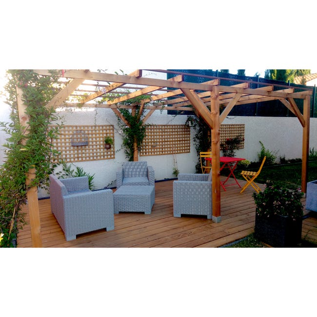 Pergola bois massif autoportante 3x5m 15m²