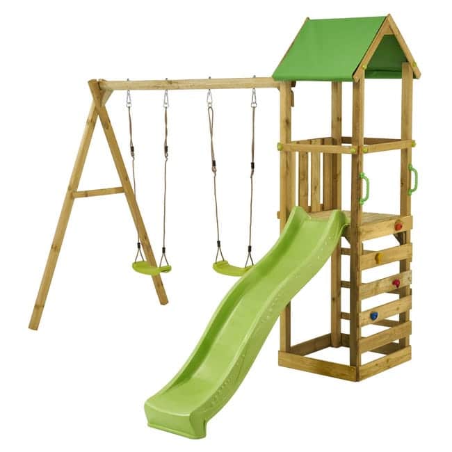 Aire de jeux WALLI 120 toboggan balançoires cabane